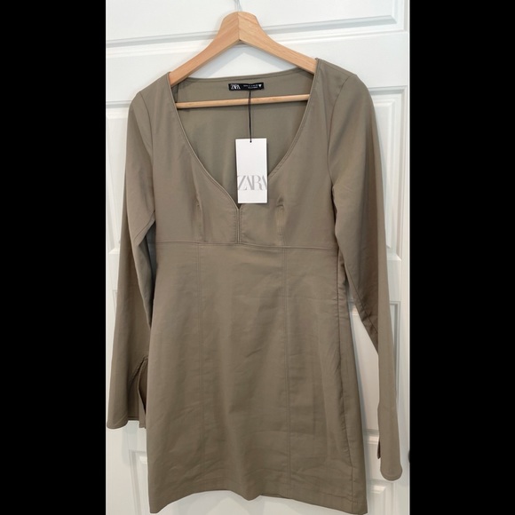 Zara Sweetheart Dress in Taupe/ Desert color - Picture 8 of 14